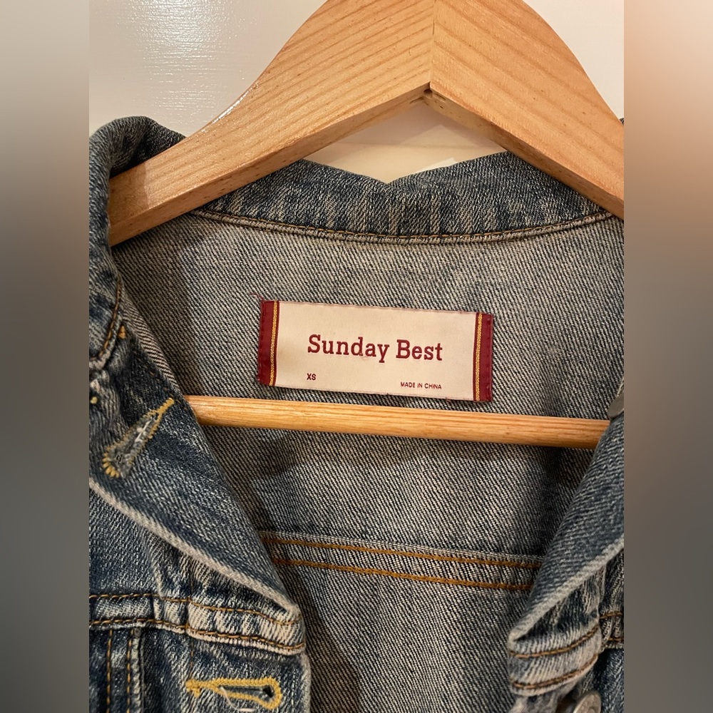 Sunday Best Aritzia Cropped Denim Jacket - Picture 4 of 6